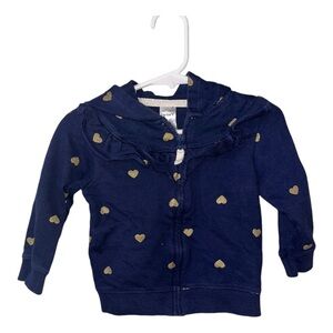Carter’s Baby Girl Gold Heart Print Ruffle Full Zip-Up Hooded Jacket